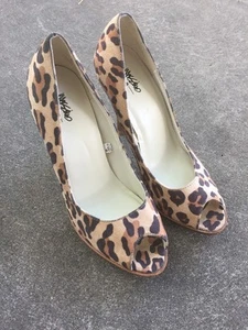 Mossimo Leopard Animal Print Open-Toe Heels Size 7.5 096082882 - Picture 1 of 6