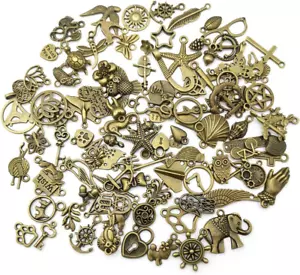 100Pcs Bulk Lots Mini Antique Bronze Charms for Jewelry Making Supplies DIY Craf - Picture 1 of 11