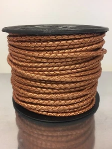 10 Feet --Premium 4mm Rose Gold Braided Leather Cord (Real Cowhide Leather) - Picture 1 of 1