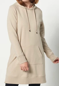 Denim & Co. Active Regular French Terry Hooded Tunic Sweatshirt Taupe 3X Size - Picture 1 of 1