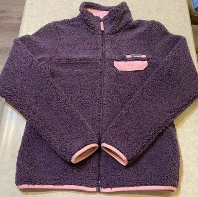 Chaqueta Columbia Imitación Púrpura Sherpa Polar Cremallera Completa Mujer’s Pequeña Borde Rosa Foto 1 de 4