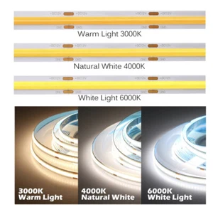 COB LED Strip 5m 10m 320LEDs/M High Density Flexible FOB Led Tape Lights 12V 24V - Picture 1 of 15