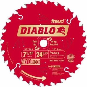 (10)-Diablo 7-1/4" 24-Tooth Titanium Carbide Framing Circular Saw Blade DO724A - Picture 1 of 1