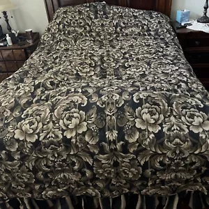 Colcha JCPenney QUEEN marrón floral con falda adjunta bordes festoneados - Imagen 1 de 12