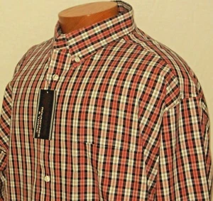 Camisa Roundtree & Yorkke 3XB Botón Frontal Grande y Alta LS Naranja A Cuadros Para Hombres Nueva con Etiquetas Nueva - Imagen 1 de 3