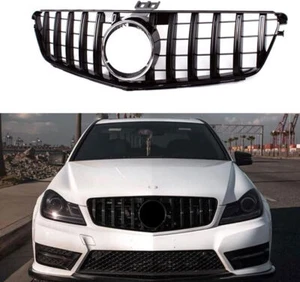 GT R Style Grille fits for Mercedes Benz C Class W204 2008-2015 Glossy Black - Picture 1 of 5
