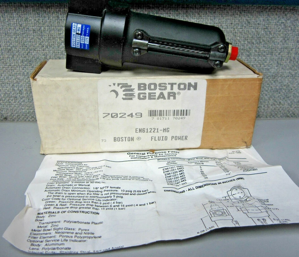 Boston Gear 70249, EN64241-MGG Pneumatic Pressure Regulator/ Filter "NEW" - Image 1 of 1