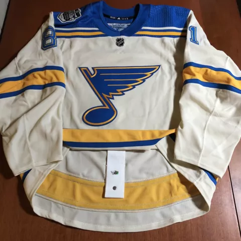 Game Issued Adidas MiC St Louis Blues 2022 NHL Winter Classic Jersey Cream 56 Cover