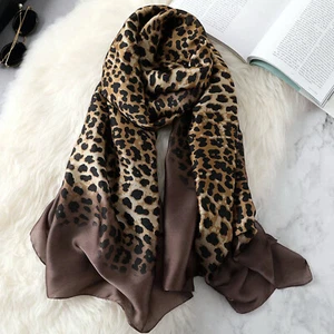 Luxury Women Ombre Leopard Dot Silk Scarf Lady Fashion Shawls and Wraps Foulards - Bild 1 von 6