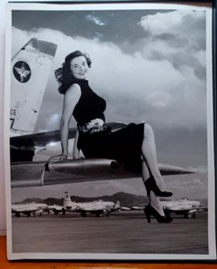 Movie Actress Sitting Air Force Plane Wing Nellie AFB Original Photo RRP 675 - Picture 1 of 6