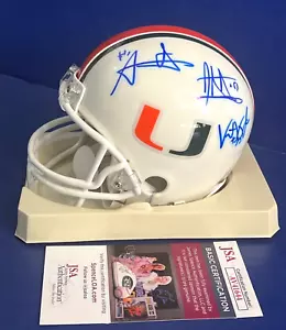 Vince Wilfork Jonathan Vilma & K. WInslow Jr. Signed Mini Helmet JSA AV41644 hw1 - Picture 1 of 4