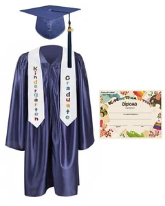 Kindergarten Graduation Cap Gown Stole Package with 2025 Tassel Certificate N... - Picture 1 of 6