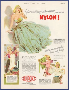 Ropa de nailon vintage 1952 DU PONT tul moda efímera años 50 anuncio impreso - Imagen 1 de 1