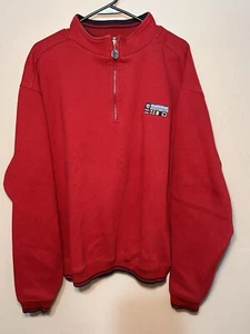 Royal Caribbean Sweatshirt Mens L/XL Red Cotton Blend 1/4 Zip Mock Neck Logo - Picture 1 of 5