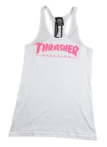 REVISTA THRASHER LOGOTIPO RACERBACK Blanco Neón Rosa Pantalla Top Sin Mangas para Junior - Imagen 1 de 1