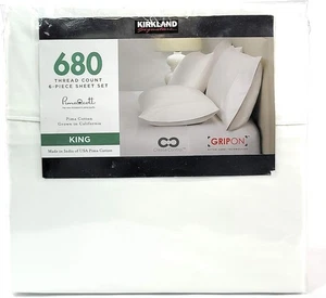 Juego de sábanas Kirkland Signature 680 hilos 6 piezas, blanco rey/queina - Imagen 1 de 2