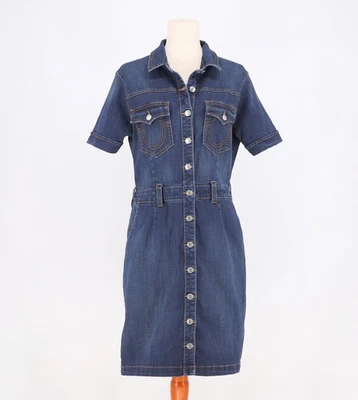 Vestido Lápiz TRUE RELIGION $139 Denim Bodycon Lavado Oscuro Occidental Talla M Foto 1 de 4