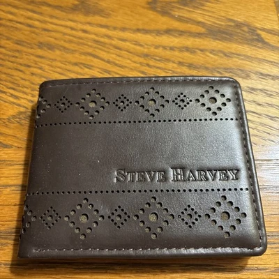 Cartera de cuero marrón plegable Steve Harvey para hombre nueva con etiqueta original en el interior Foto 1 de 4