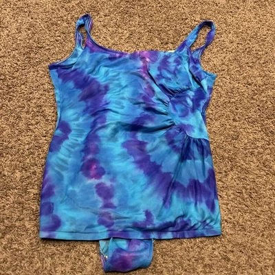 Vintage 1980's  Skirted One-Piece Swim Dress Colorful Swimsuit Skirt 22 B10 - Image 1 of 3