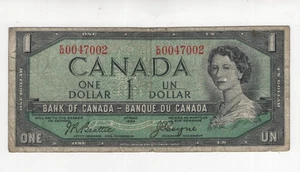 1954 ONE DOLLAR BANK OF CANADA $1 CAD BANK NOTE ELIZABETH II OTTAWA CANADA - A - Picture 1 of 2