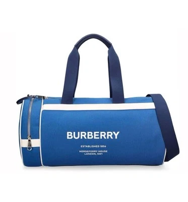 Bolso de Lona Burberry Kennedy de Nylon con Qué Borde de Cuero Azul Damson Nuevo con Etiquetas 2200 Foto 1 de 4