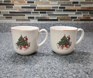 Set 2 tazze Cuthbertson FAMIGLIA NATALE 10 oz Inghilterra RITIRATE - Foto 1 di 6