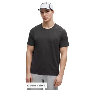 Lululemon ABC Kurzarm Oberteil Herren dunkelgrau strukturiert Athleisure Gr. L - Bild 1 von 10