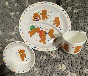 1987 Anacapa Musical Bears Melamine Divided Plate, Bowl & Cup Set Do Re Mi Fa - Picture 1 of 8