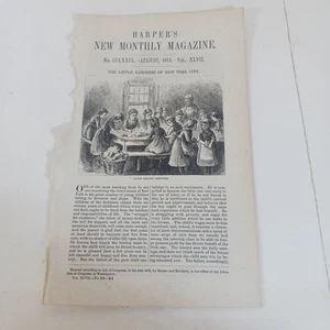 Antiker New York City Kinderarbeit Artikel Harpers New Monthly Magazine 1873 11pg - Bild 1 von 12