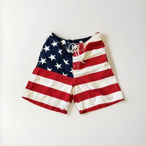 Vintage Y2K Faded Glory American Flag Board Shorts Sz M Swim Trunks USA - Picture 1 of 9
