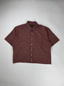 Vintage Van Heusen Plaid Cropped Button Up Short Sleeve Shirt / Boxy Fit XL Red - Picture 1 of 4