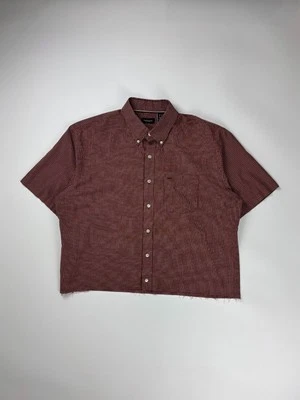 Vintage Van Heusen Plaid Cropped Button Up Short Sleeve Shirt / Boxy Fit XL Red - Image 1 of 4