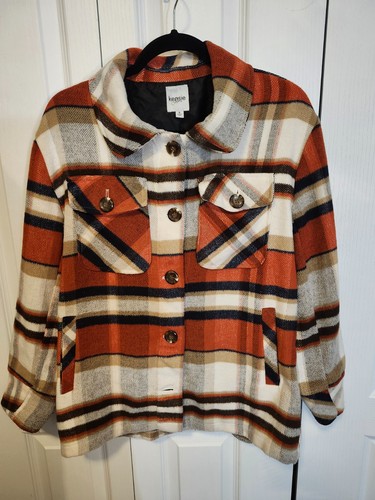 VETEMENTS Shacket donna arancione a quadri di Kensie ragazza tg.s