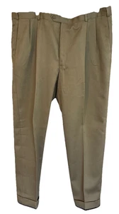 Palm Beach Pants Mens 42R Olive Lightweight Pleated Cuffed 42x30 - Picture 1 of 6