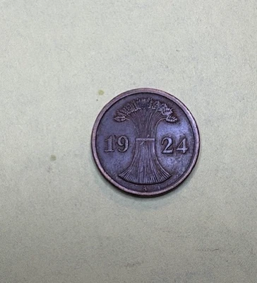 1924-A Alemania Dos Rentenpfennig República de Weimar, bronce, 20 mm de diámetro, KM#31 Foto 1 de 2