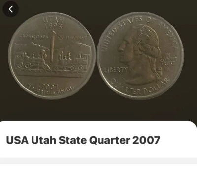 2007-D 25C Utah Struck on Elliptical Plan State Quarter Mint Errors - Image 1 of 4