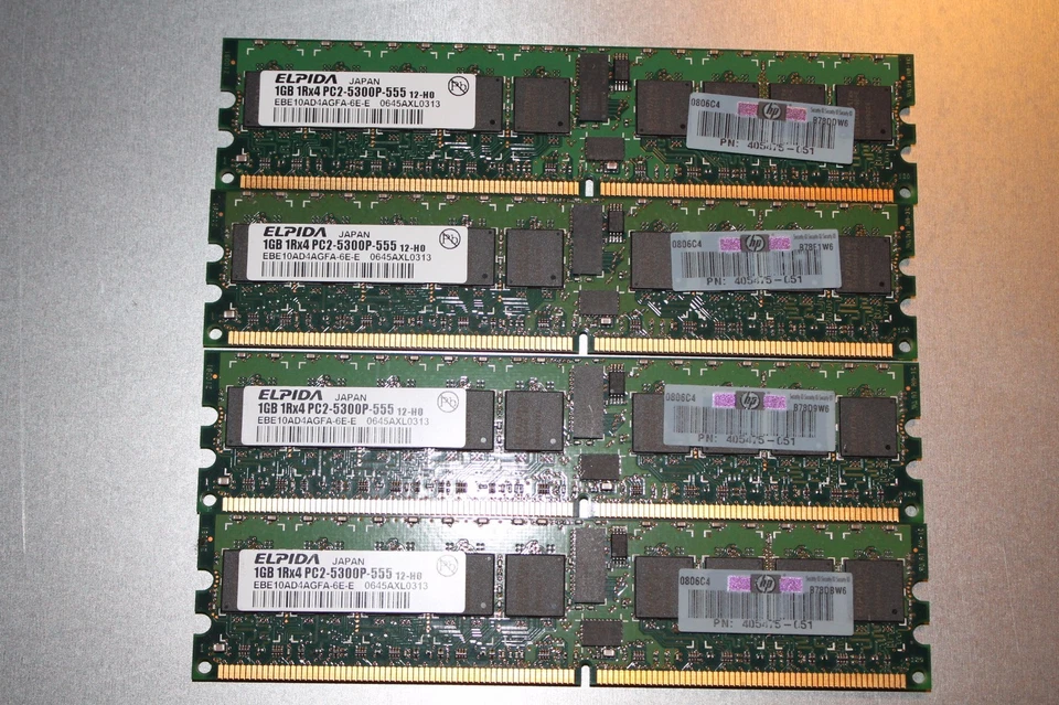 4GB RAM x SERVER (1GB X4) 667MHZ PC2-5300P CL5 ECC Registered HP P/N 405475-051 - Immagine 1 di 1