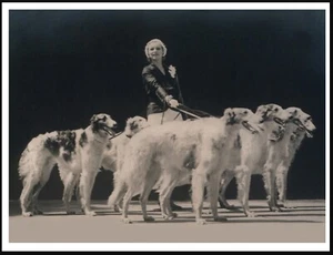 PÓSTER CON IMPRESIÓN FOTOGRÁFICA BORZOI DAMA Y PERROS ESTILO VINTAGE TAMAÑO A4 PERRO - Imagen 1 de 1