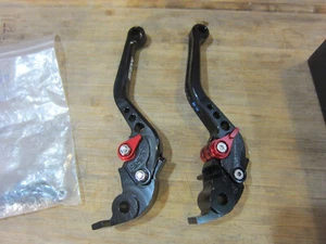 MZS Dirt Bike Clutch Short Brake Levers - Set SR-615, SL-716 - Black & Red - Picture 1 of 9