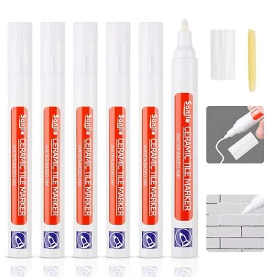 6 x Fugenmarker weiß Schwarz Fugenstift Anti Schimmel für Fliesen Küche Dusche - Bild 1 von 4