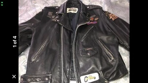 Vintage Mens XL Size 46 Custom Painted & Signed OpenRoad Motorcycle Jacket - Picture 1 of 12