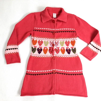 Vestido Suéter Vintage GYMBOREE Niñas Talla 8 9 Corazones Botón Delantero Hong Kong Cott Foto 1 de 4