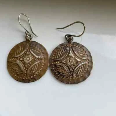 Artisan Boho Anju Aztec Metal Made in India Earrings NWT - Image 1 of 4