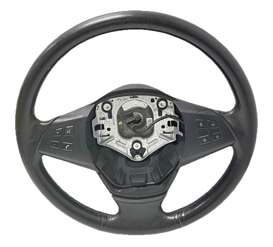 2009 BMW X5 Black Leather Steering Wheel 2406058 OEM - Image 1 of 4
