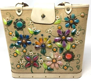 Vintage Enid Collins Jewel Garden Jeweled Rhinestones Flower Handbag Purse Bag - Picture 1 of 8
