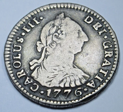 1776 Spanish Bolivia Silver 1 Reales Antique 1700's US Colonial Pirate Coin Cover