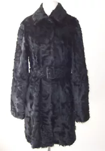 DOLCE & GABBANA D&G Black Lamb Fur Belted Coat 42  6