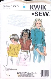 Kwik Sew Sewing Pattern 1275 Girls Top Size 4-7 Pullover Turtleneck Uncut - Picture 1 of 4