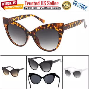 Women’s Sunglasses “Rowena” Oversize Horned Cat Eye Butterfly UV400 Minimalist - Picture 1 of 12
