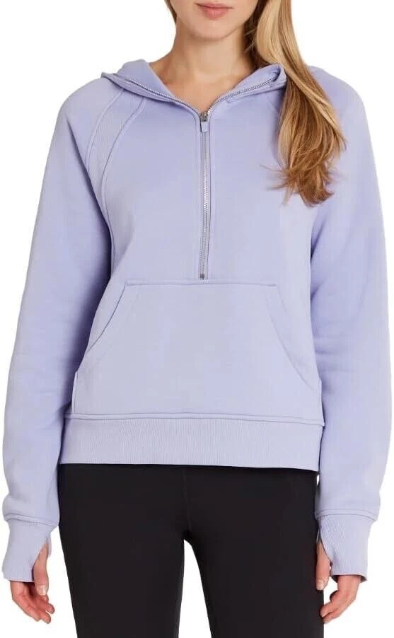 Danskin Women's Mixed Rib Cozy Half Zip Hoodie Moonbeam Size XL (109)